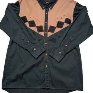 Vintage 90s Spindle River Western Shirt Aztec Southwest Cotton Button Up Cowboy